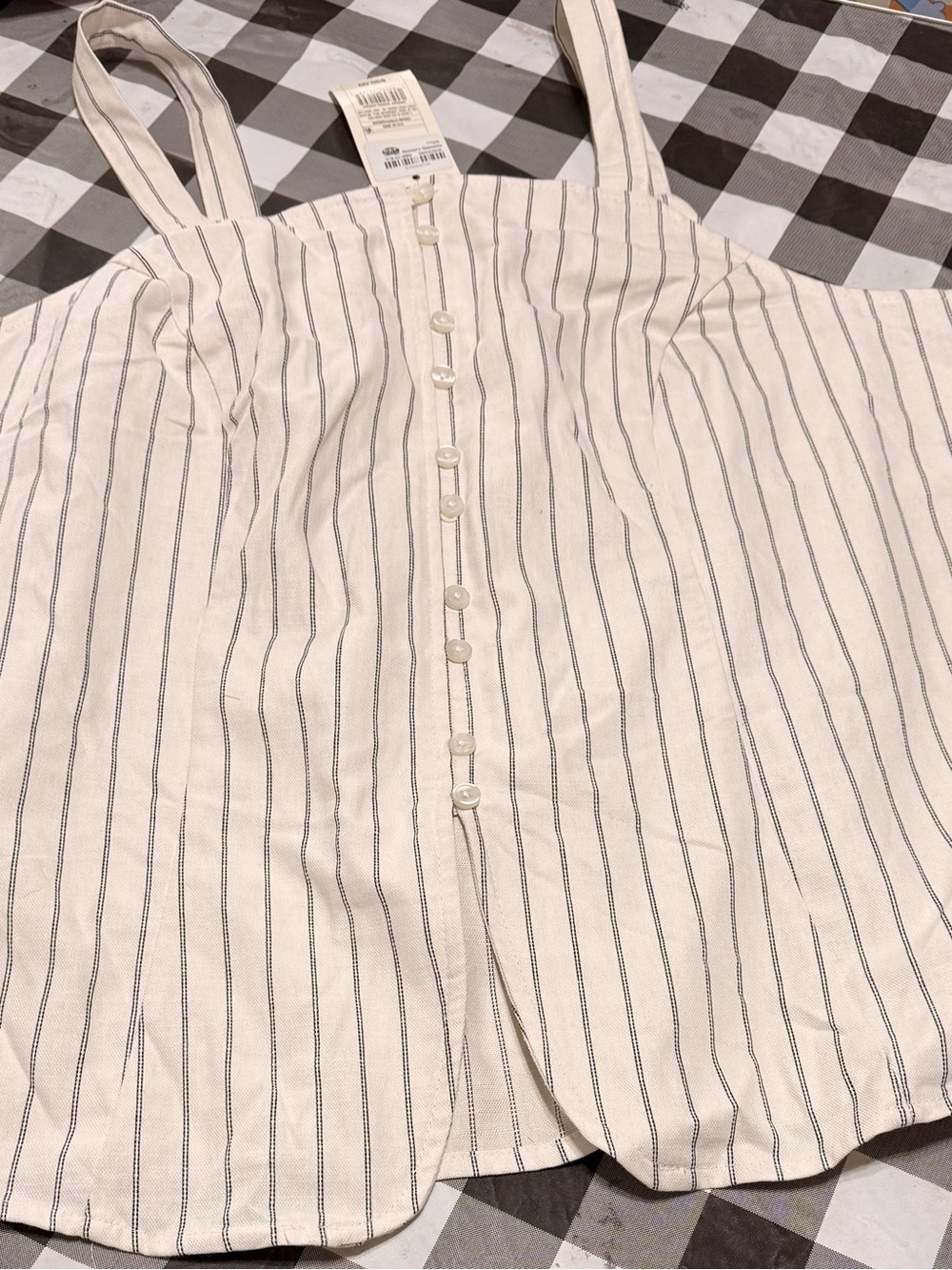 a new day White and Black Striped Button-Front Tank Top